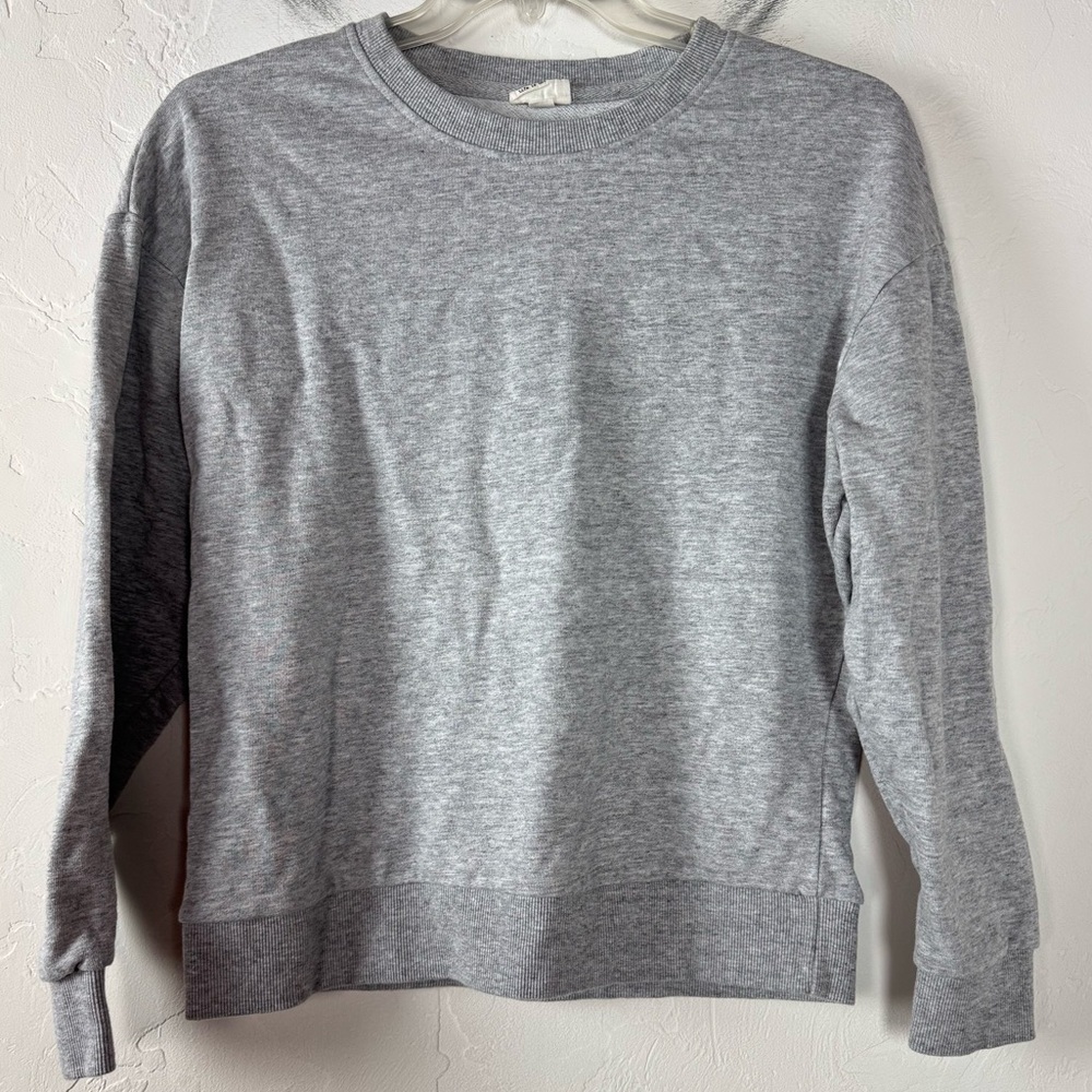 Reflex Sweater Pullover Sweatshirt Knit‎ Top Heather Grey Marled Terry Cloth